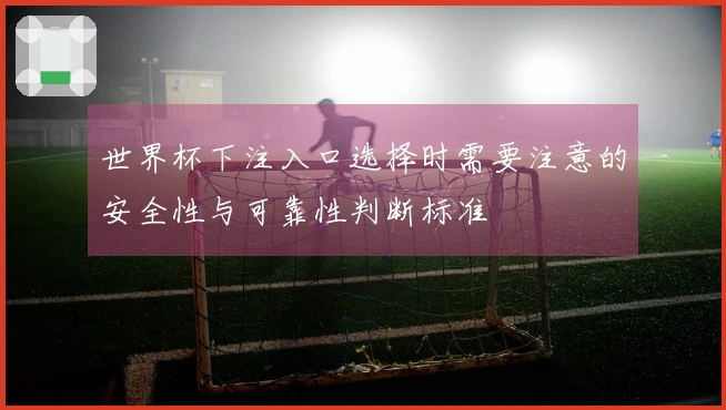 世界杯下注入口选择时需要注意的安全性与可靠性判断标准